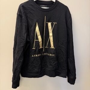 Armani Exchange Black Sweatshirt with Gold Logo